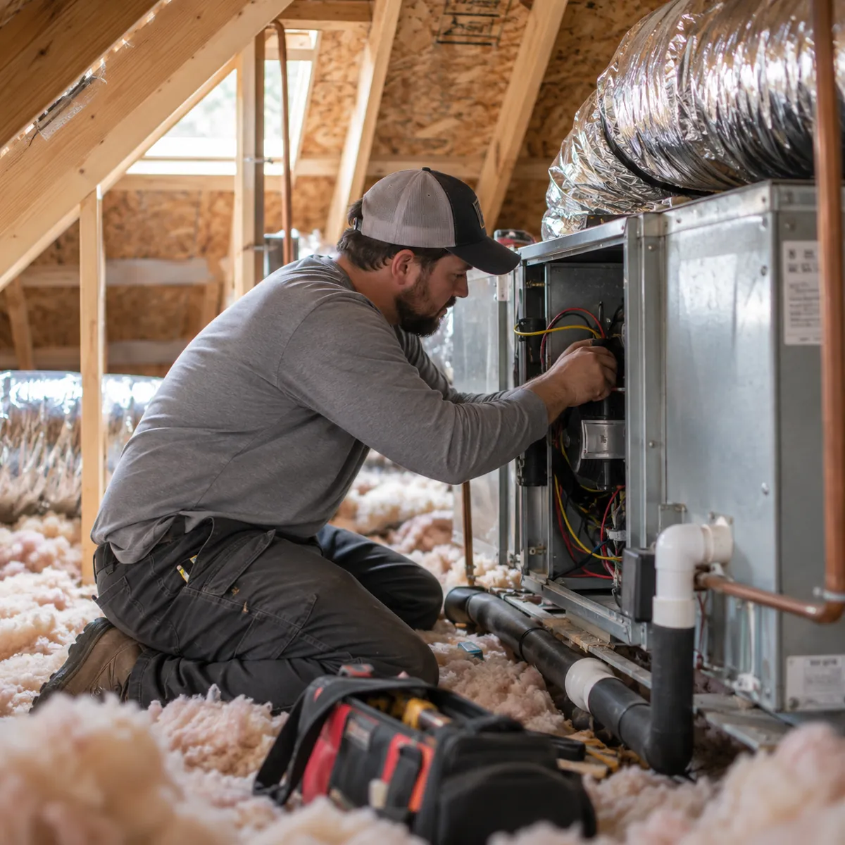 Technician completing AC repair testing in a Rogers - AR home while measuring indoor airflow
